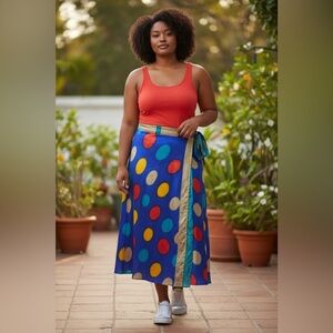 Earthbound Reversible Wrap Skirt Colorful Boho Maxi OS